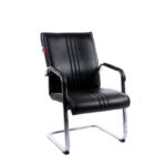 Chayrs Black Fix Visitor Frame Chair in Rexine & Chrome