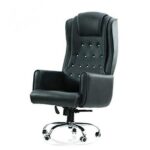 Chayrs Black Revolving Adjustable Maharaja Chair in Rexine Steel