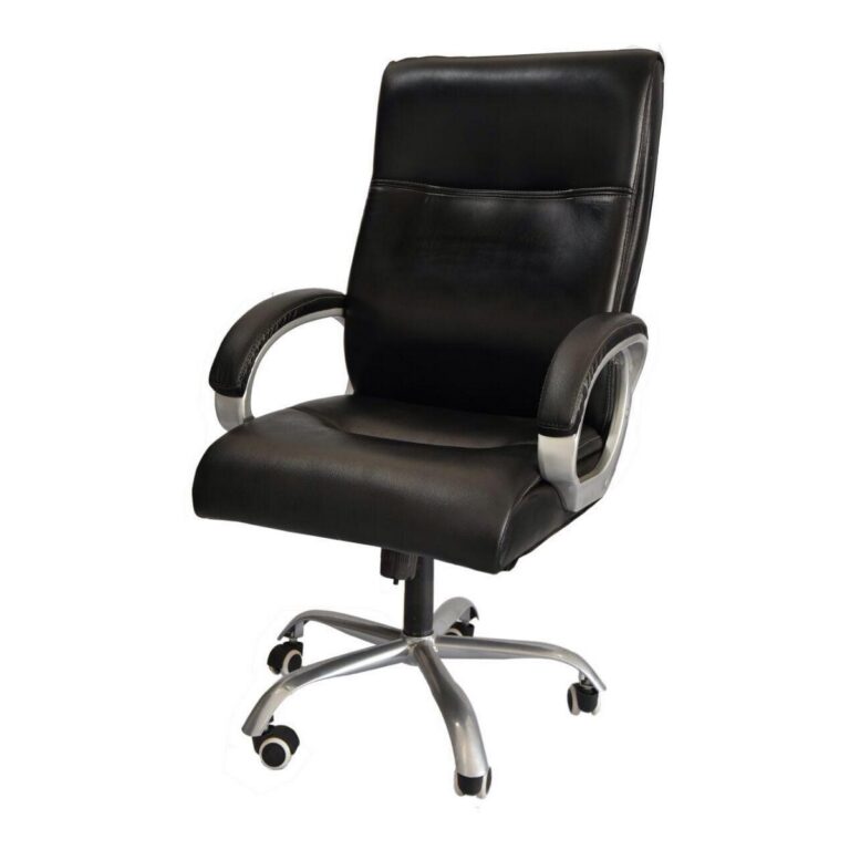 Chayrs Black Revolving Adjustable Height Boss Chair Chair in Rexine & Chrome Base 603 Handle