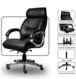 Chayrs Black Revolving Adjustable Height Boss Chair in Rexine