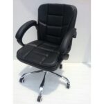 Chayrs Black Revolving Adjustable Medium in Rexine & Chrome