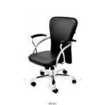 Chayrs Black Revolving Adjustable Medium Chair in Rexine & Nickle