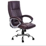 Chayrs Brown Revolving Adjustable Boss Chair in Rexine & Steel
