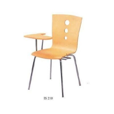 Chayrs Wooden Fix With Writing Pad Chair in Wood & Iron