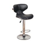 Chayrs Black Revolving Adjustable Bar Stool in Rexine & Nickle
