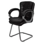 Chayrs Black Fix Visitor Chair in Rexine & Chrome Frame