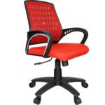 Chayrs Red Revolving Adjustable Mesh Chair in Heavy Rexine & Fibre