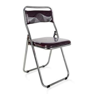 Chayrs Black Not Adjustable Foldable Chair in Rexine & Iron