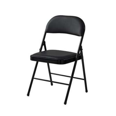 Chayrs Black Foldable Chair in Rexine & Iron Frame