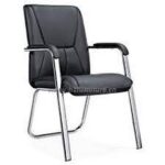 Chayrs Black Fix Visitor Chair in  Rexine & Chrome