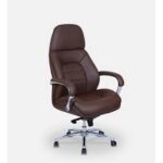 Chayrs Brown Revolving Adjustable Boss Chair in Steel Base