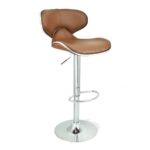 Chayrs Brown Adjustable Bar Stool in Rexine & Steel