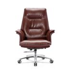 Chayrs Brown Revolving Adjustable Boss Chair in Chrome Base