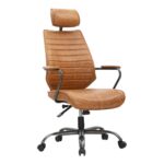 Chayrs Brown Revolving Adjustable Headrest Chair in Iron