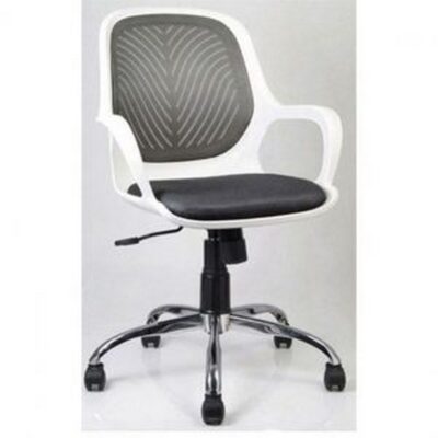 Chayrs White Revolving Adjustable Chair in Mesh & Iron Base