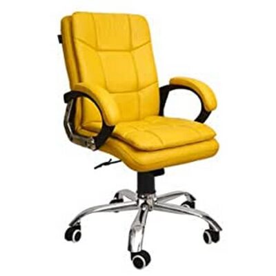 Chayrs Yellow Revolving Adjustable Back Chair in Steel