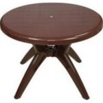 Avro Brown Foldable Restaurant Round Table in Plastic